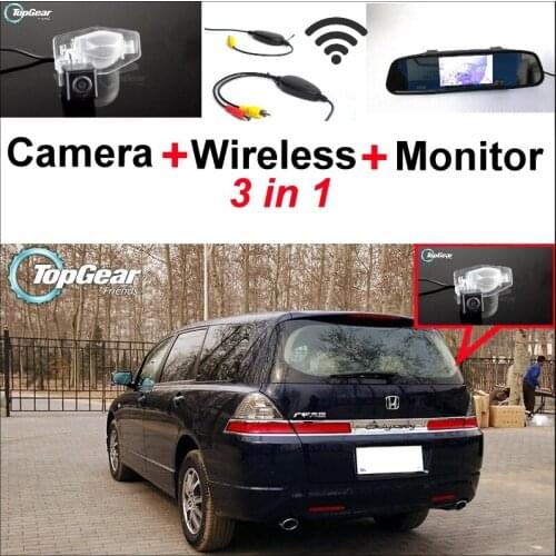 3 in1 Special Rear View Camera + Wireless Receiver + Mirror Monitor DIY Back Up Parking System For Honda For Odyssey
