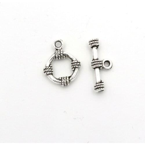 5 Pairs Antique Silver Round Stripe Tie OT Clasp For Jewelry Making Bracelet Necklace Diy Accessories Needlework Wholesale