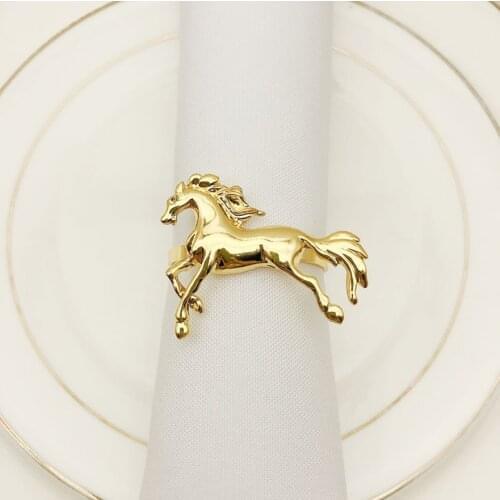 6pcs/lot Golden silver pony napkin ring metal napkin buckle hotel napkin holder suitable for wedding holiday party supplies