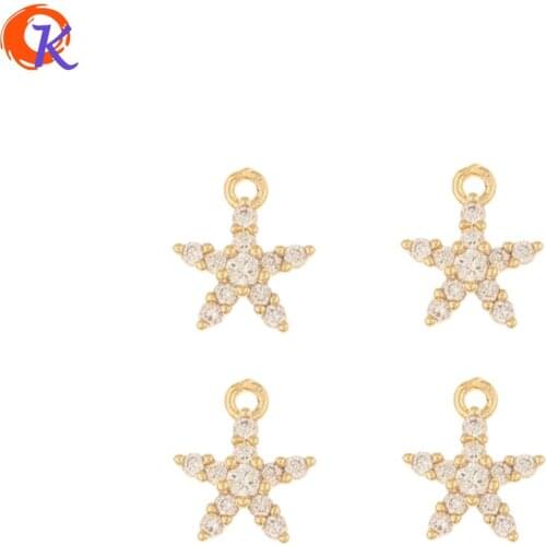 Cordial Design 40Pcs 8*10MM Jewelry Accessories/Pendant/Genuine Gold Plating/Star Shape/Hand Made/DIY CZ Charms/Earring Findings