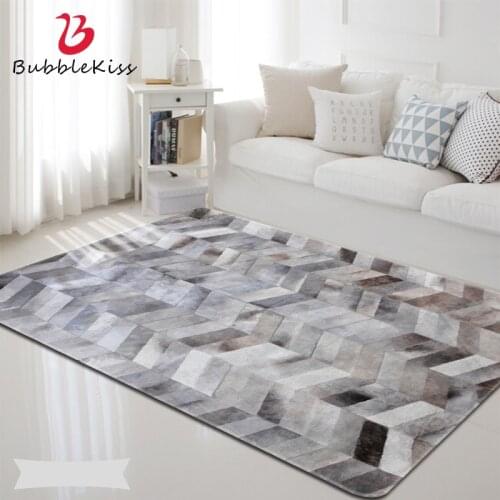 Bubble Kiss 2020 New Double-Layer Soft Polyester Bedroom Decor Carpets Simple Geometric Pattern Carpet Kids Room Floor Mats