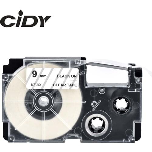 CIDY 10PCS Compatible XR 9X XR-9X 9mm Black on Clear Tape Cartridge for Casio EZ-label Printer KL-120L KL-60L KL-100