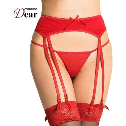 Comeondear Underwear Sexy Garters For Women Black Red 4XL 5XL 6XL Plus Size Garter Belt Sexy Solid Jarretiere Mariage PA5104
