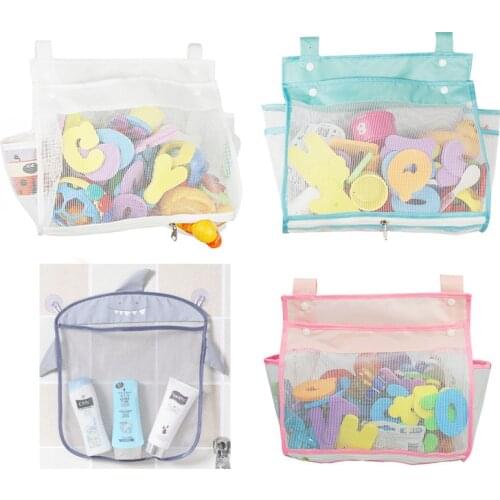 Baby Shower Bath Toys Storage Mesh Bag Strong Suction Cups Toy Bag Net Bathroom Organizer Hanging Basket Toys Duck Cute Cartoon