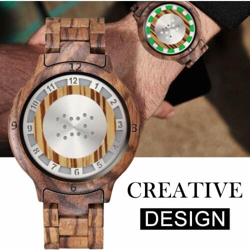 Retro Wood Watch Fashion LED Light Touch Screen Electronic Watch for Men Women Blue Starry Dial Full Wooden Bracelet Wristwatch