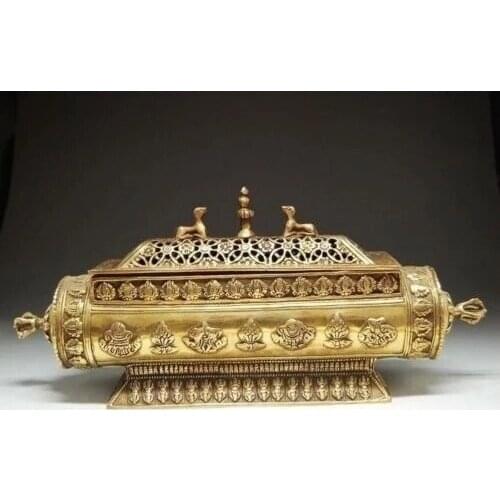 Exquisite Chinese Brass Incense Burner with World Reincarnation & Totem & Ming Mark