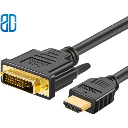 DVI Male to HDMI Male Cable Bi-directional HDMI Male to DVI(24+1) Male Cable Support 1080P for Raspberry Pi Roku Xbox One