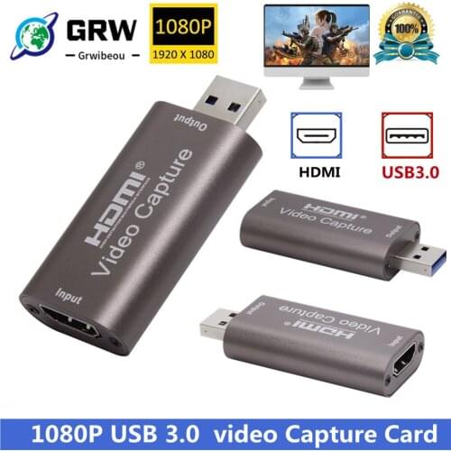 GRWIBEOU 4K Video Capture Card USB 3.0 HDMI Video Grabber Record Box for PS4 Game DVD Camcorder Camera Recording Live Streaming
