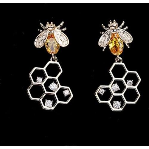 Red Trees Brand Bee Earrings Fashion Jewelry 925 Sterling Silver Needle Insect Statement Earring Drop Shipping With Box