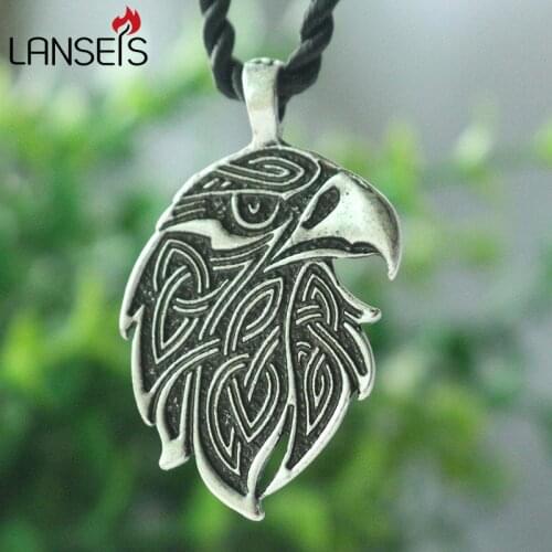 Lanseis10pc Eagle Pendant Ornament Ethnic Predatory Bird Amulet Knot.Bronze.Sterling Oxidized eagle necklace animal