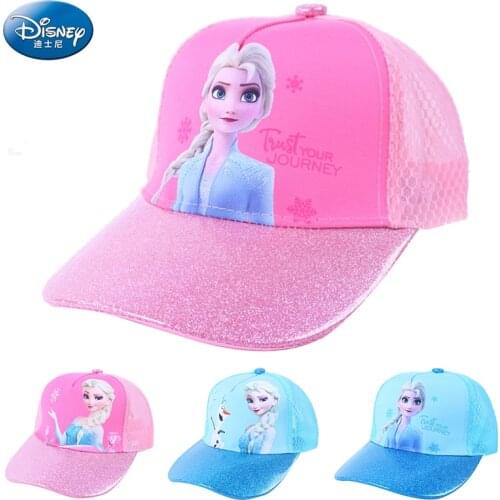 Disney Frozen Elsa Summer Baby Hat For Girl Mesh Breathable Cartoon Princess Sun Visor Cap Children Baseball Cap Kids Hats Caps