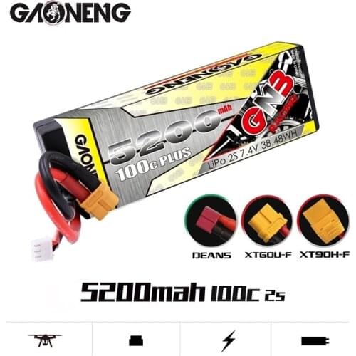 GNB 7.4v 5200mAh 100C PLUS LiPo Battery For Remote Control Car Racing Spare Parts With Shell Upgrade LiHV 2S Battery