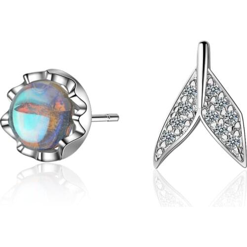 Everoyal Fashion 925 Sterling Silver Earrings For Women Accessories Vintage Crystal Tail Asymmetry Female Stud Earrings Jewelry