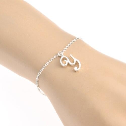 Monogram Cursive Initial Y Name Swirl English Alphabet Letter Text Character Chain Bracelets Gift for Friends