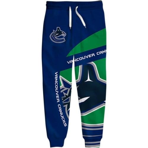 Vancouver mens Casual Pants Blue And Green Stitching Geometric Pattern Letter Print Canucks Sweatpants