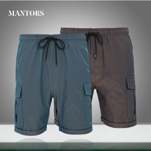 2021 New Men Casual Loose Shorts Summer Mens High Street Bermuda Joggers Cargo Shorts Multi-pocket Solid Swim Trunks Quick Dry