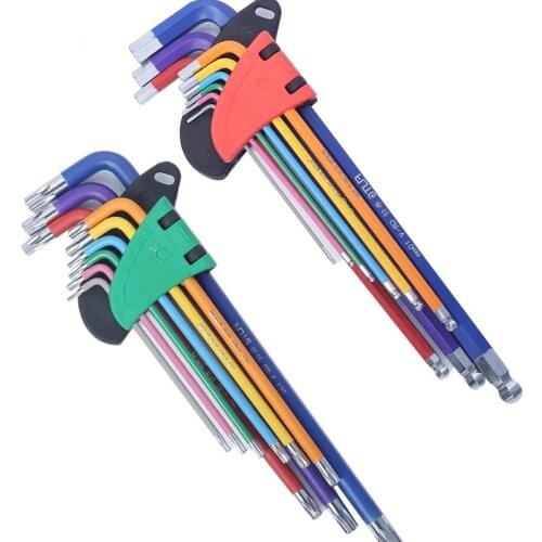 Allen Key Set Hex Wrench Screwdriver Set Hexagon Spanner Universal 9Pcs Ball End Torx Star Keys Tool L Type Hand Tools Kit