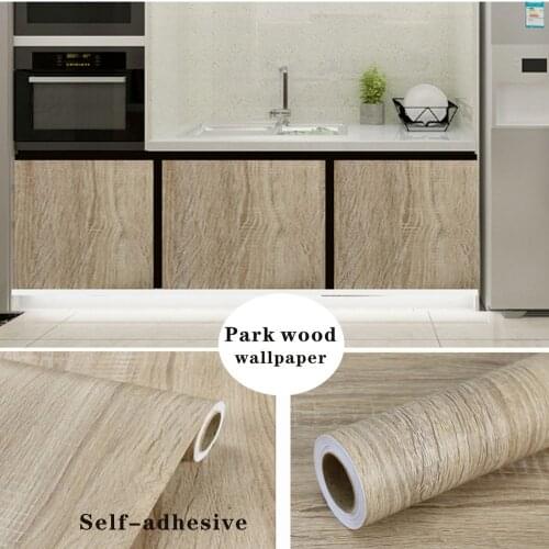 PVC Waterproof Removable Wood Grain Stickers Self-Adhesive Wallpaper Wardrobe Cabinet Table Furniture Renovation Decor