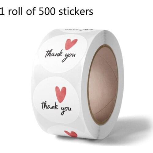 500pcs Thank You Stickers Heart Round Seal Label for Small Shop Wedding Gift Package Envelope Sticker