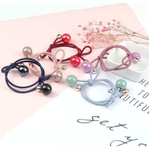 Bowknot Ball Pendant Hair Band Korean Fashion Headband Women Girls Hair Rope High Elastic Simple Scrunchie Hair Accessories Gift