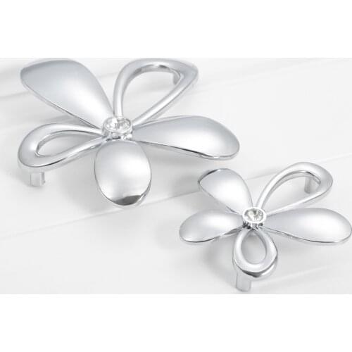 64mm/96mm Flower Glass Crystal Dresser/Drawer Pulls Handles Knobs Kitchen Cabinet Pulls Door Handle Knob Hardware With Screws