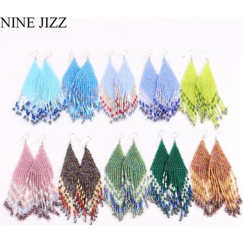 NINEJIZZ Bohemian Long Tassel Beads Earrings For Women Colorful Beads Handmade Dangle Drop Earrings Fashion Jewelry Wholesale