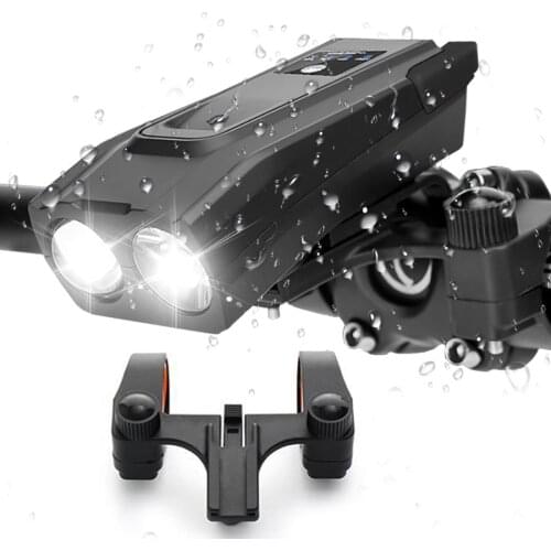 Smart Bike Light Horn 4000mAh USB Waterproof Bicycle Front Light 800 Lumen Cycling Flashlight 2 Holder Mount Bike Accessories