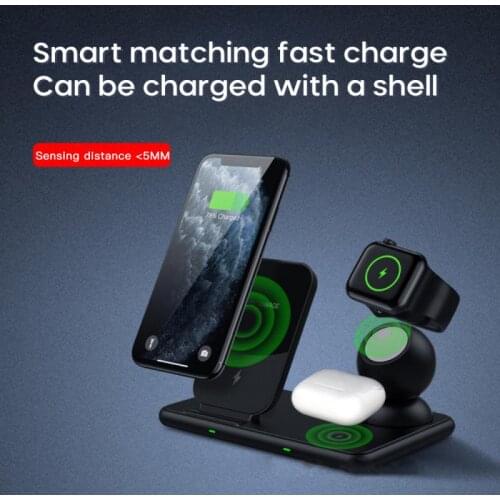 High Quality 4 In 1 Wireless Charger For Apple Watch 6 5 4 Airpods Pro 15W Qi Fast Wireless Charging Docks For iPhone 12 11 XS