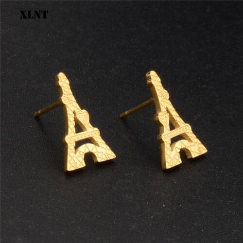 XLNT New Paris Eiffel Tower Earrings Lovely Geometric Gothic Jewelry Antique Design Architectural Stud Earrings Gifts