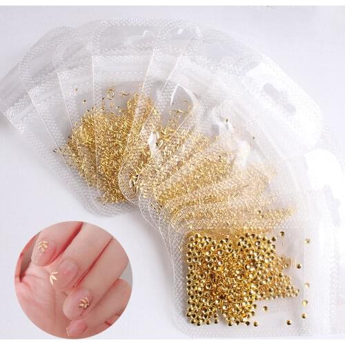 1 Bag Japanese Nail Art Studs Gold Metal Mix Size Multi-shaped Frames Alloy Rivets Nail Beads Hollow DIY Studs Decorations Tr#90
