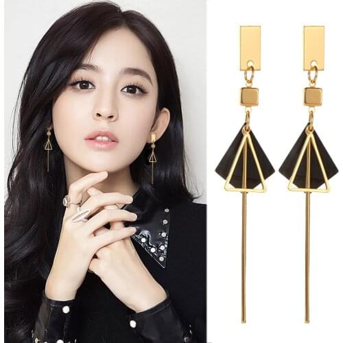 2021 Trendy Gold Long Earrings Triangle Geometric Statement Earrings for Women Vintage Hanging Swings Fashion Jewelry