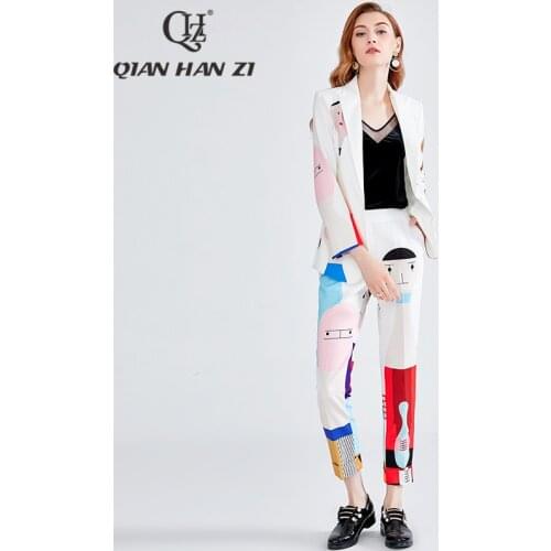 2020 Fashion Designer Set Autumn Winter Women Long sleeve Cartoon Print loveliness Elegant Suit+Elastic waist Two-piece suit