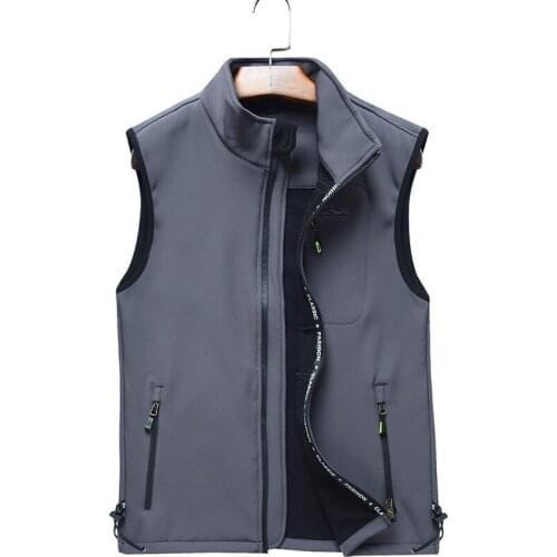 Mens Soft Shell Vest Jackets Spring Winter Fleece Waistcoat Fishing Mountaineering Hiking Sleeveless Jacket Pockets Clothes