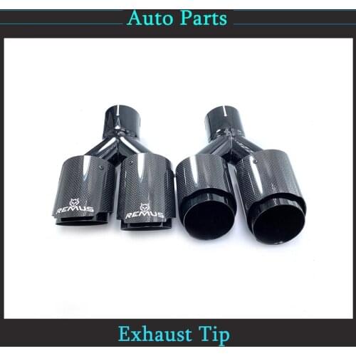 1Pair Car Modification Universal Dual Black Automobile Exhaust Pipe Muffler Pipe Glossy Carbon Fiber Exhaust Tip