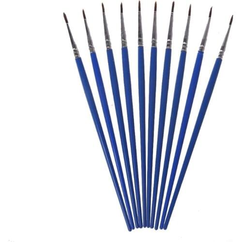 10Pcs Nylon Hair Artist Paint Brush Acrylic Watercolor Fine Point Drawing Paintbrush