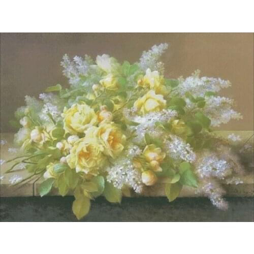 100% egypt cotton threads Genuine Product cross stitch kits Suite GK-2295 Yellow Roses And Lilac