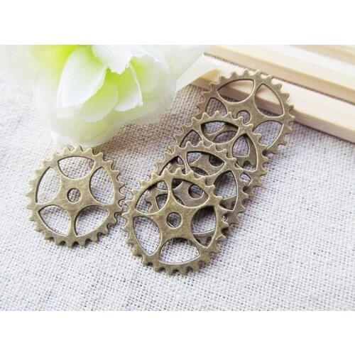 100pcs 25mm Antique Silver tone/Antique Bronze Gear Connector Pendant Charm/Finding,Bracelet Charm,DIY Accessory Jewelry Making