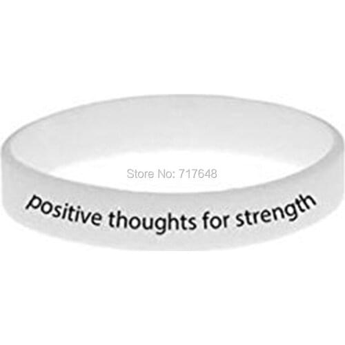 100pcs positive thoughts for strength wristband silicone bracelets free shipping by epacket A
