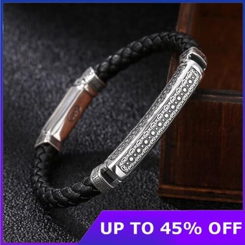 2020 Weave Hand Rope Bracelet Bangle Pure 925 Sterling Silver Letter Fashion Jewelry Gift Men Women New Arrival Fine Bracelet