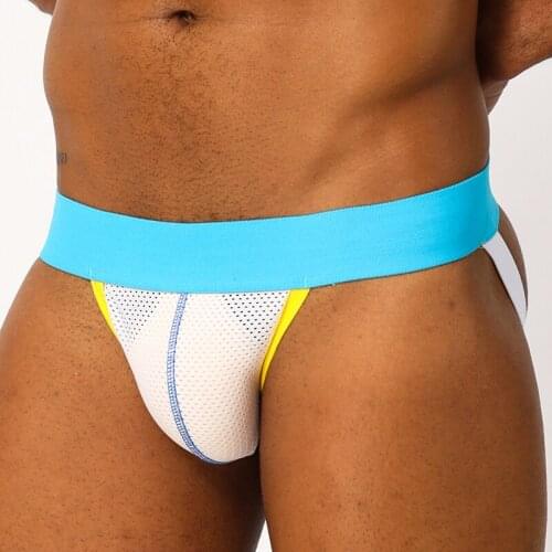 2020 ADANNU Brand 3pcs/ot New Jocks Men Mesh Low Waist Jockstrap thong Men Briefs Gay Pouch Wonderjock Mens Bikini Underwear