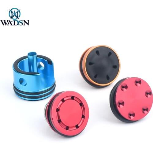 WADSN Airsoft 6/8 Holes CNC Aluminum Blue Piston Head Silent Cylinder Head Set for AEG Gearbox V2 Hunting Paintball Accessories