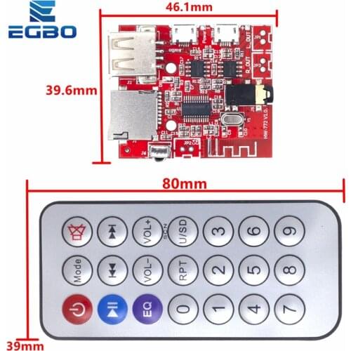 3W Car Bluetooth 4.1 MP3 WAV Decoding Board Speaker Amplifier Audio Receiver Module Support USB/TF/U-DISK/IR Remote Control Red