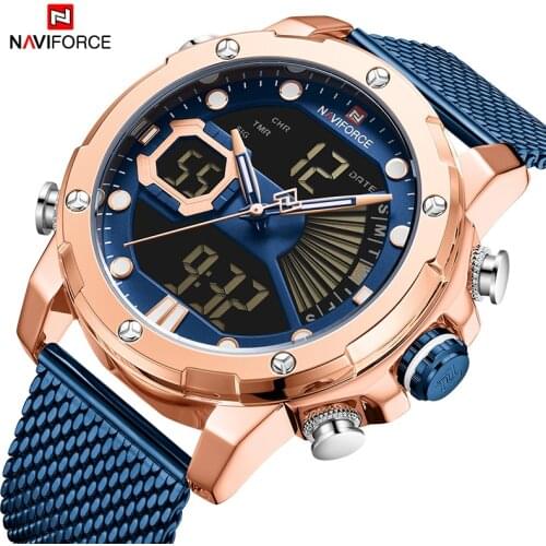 Men Watch Top Luxury Brand NAVIFORCE Fashion Sports Men’s Watches Blue Big Dial Wristwatch Military Quartz Digital Male Clock