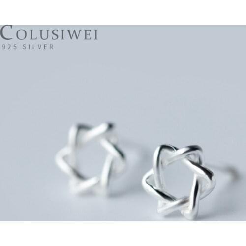 Colusiwei 2019 New Magic Hexagram 925 Sterling Silver Galaxy Star Stud Earrings for Women Simple Fashion Lady Jewelry Gifts