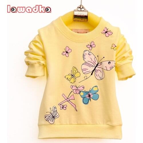 Lawadka Baby Girls T-shirt Beautiful Butterfly Long Sleeve Band Sport T Shirts for Girls Cotton Children Clothing