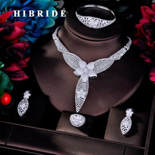 HIBRIDE Luxury CZ Pave Big Full Jewelry Sets For Women Bridal Wedding Accessories Jewelry Wholesale Price N-760