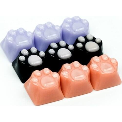 Cute Cat Paw Purple Black Orange Green Pure White Keycaps For Cherry Mx Switch Mechanical Gaming Keyboard Handmade Resin Key Cap