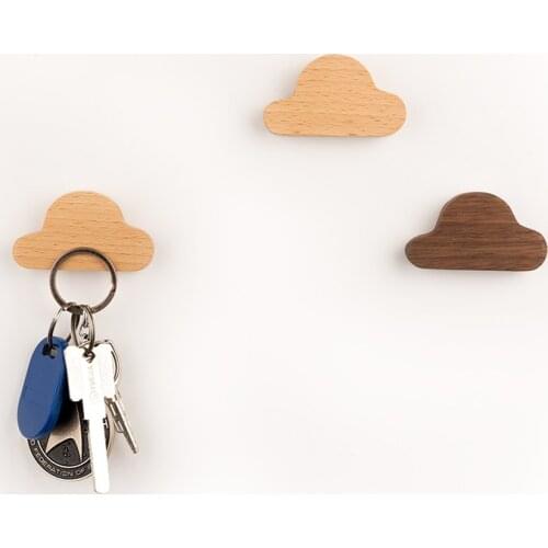 Creative Solid Wood Magnetic Key Holder Self-adhesive Hanger Storage Rack Organizer Tools Nordic Home Decoration Accessories