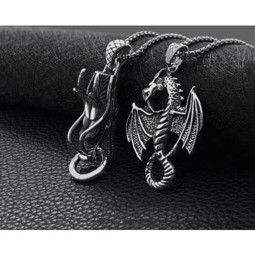 Titanium Steel Stainless Steel Zodiac Dragon Pendant Titanium Steel Necklace Faucet Pendant Necklace Jewelry