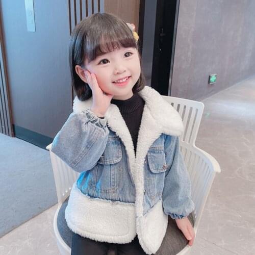 Girls Jacket Outerwear Solid Color Denim Coat Girl Thick Warm Kids Coats Spring Autumn Kids Clothes Girl